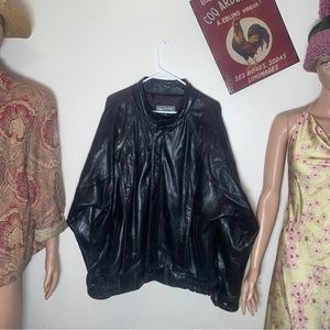 VTG Marc Lauren Paris Men's Black Leather Bomber Motorcycle Jacket Sz 46